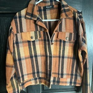 Blue B Women's Plaid Jacket - Brown and Orange